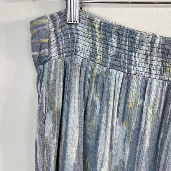 Free People Pants Womens Large Gray Blue Yellow Abstract Wide Leg Boho Lounge - Picture 10 of 15